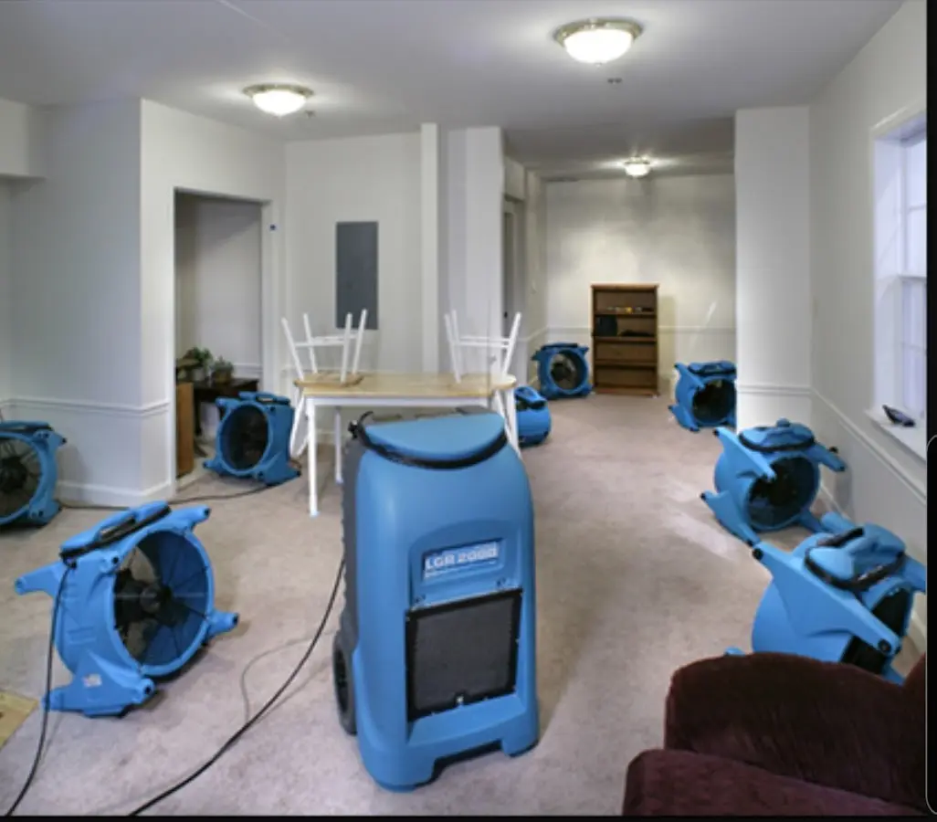 Air movers and dehumidifier setup for Water Extraction & Removal in Elsa